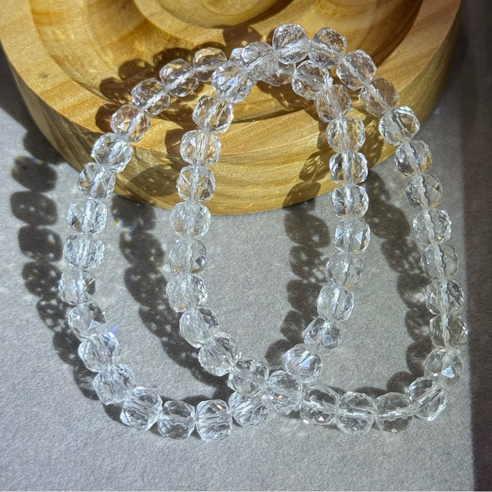 Elegant Clear Beaded Bracelet Set